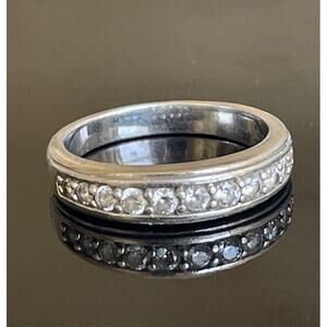 925 STERLING SILVER 1 CT CZ BAND RING SIZE 9.75 SKY 